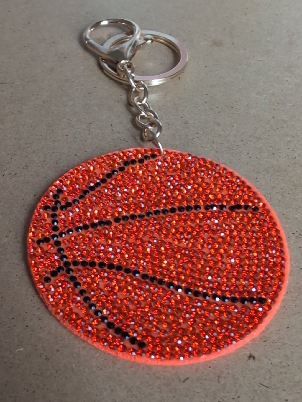 Glittering Orange Basketball Keychain Bag Charm